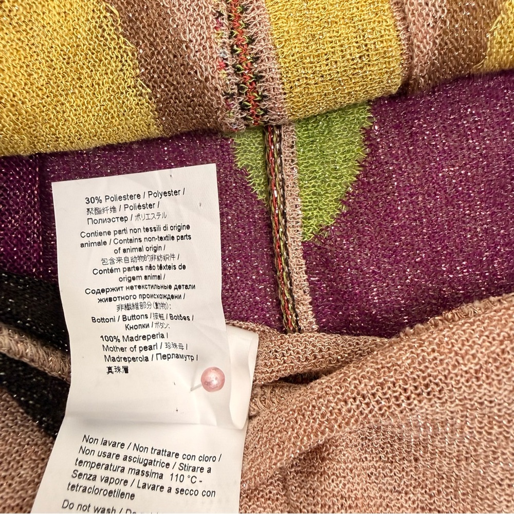 M Missoni Metallic Knit Maxi Duster Cardigan Multicolor Zig Zag IT 44 US 10 - Picture 13 of 16